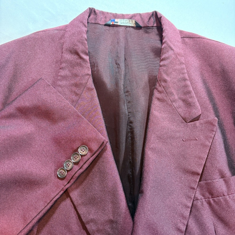 Raffinati Double Breasted Blazer Mens 42 Burgundy Vintage Peak Lapel Sport Coat